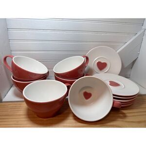 Vintage Starbucks‎ Coffee Co Pink Heart Tea Set Mug and Saucer Love 2005 Y2K
